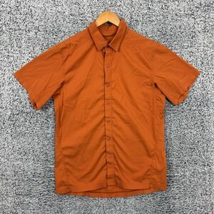 Arcteryx Shirt Mens Large Orange Woven Button Up Short Sleeve Outdoor Hiking